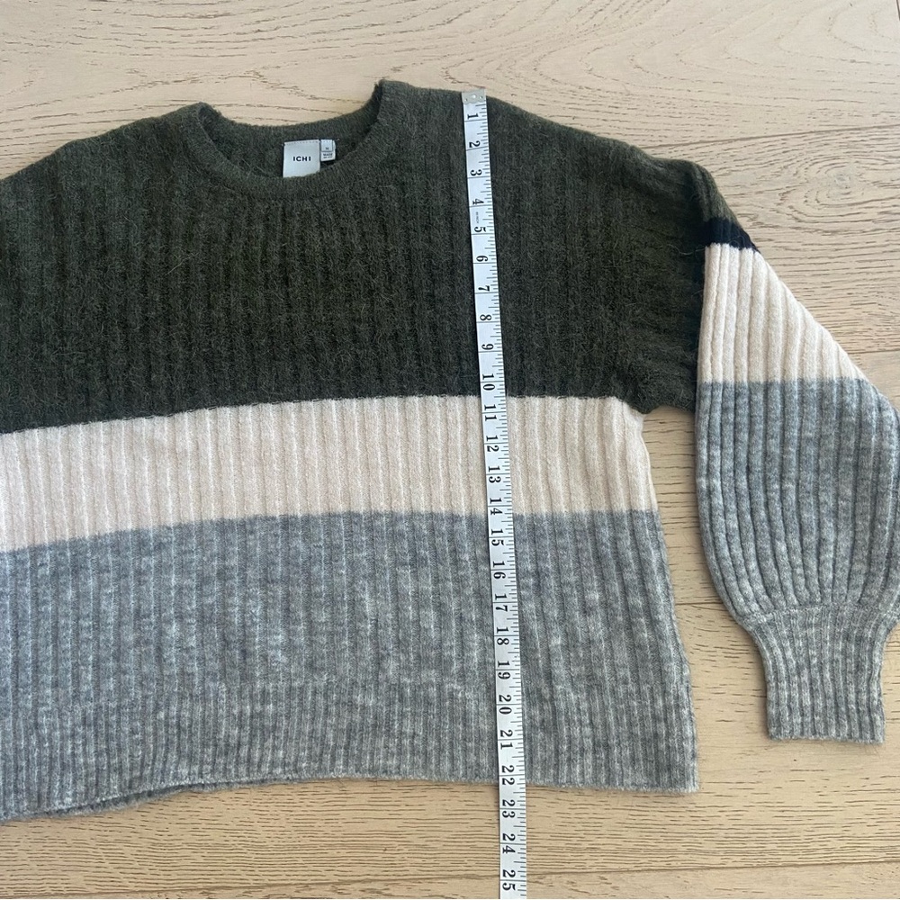 Striped Alpaca-Blend Rib Knit Sweater Medium Boxy Cozy EUC - Picture 9 of 10